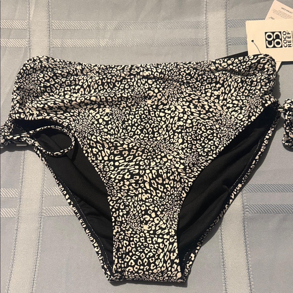 COCO REEF Bikini Bottom size medium black white animal print